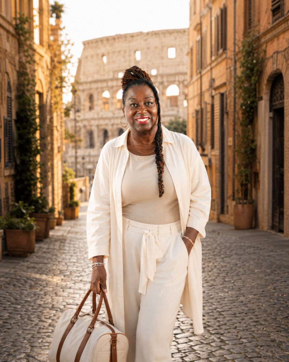 Hilary Rose arriving in Rome